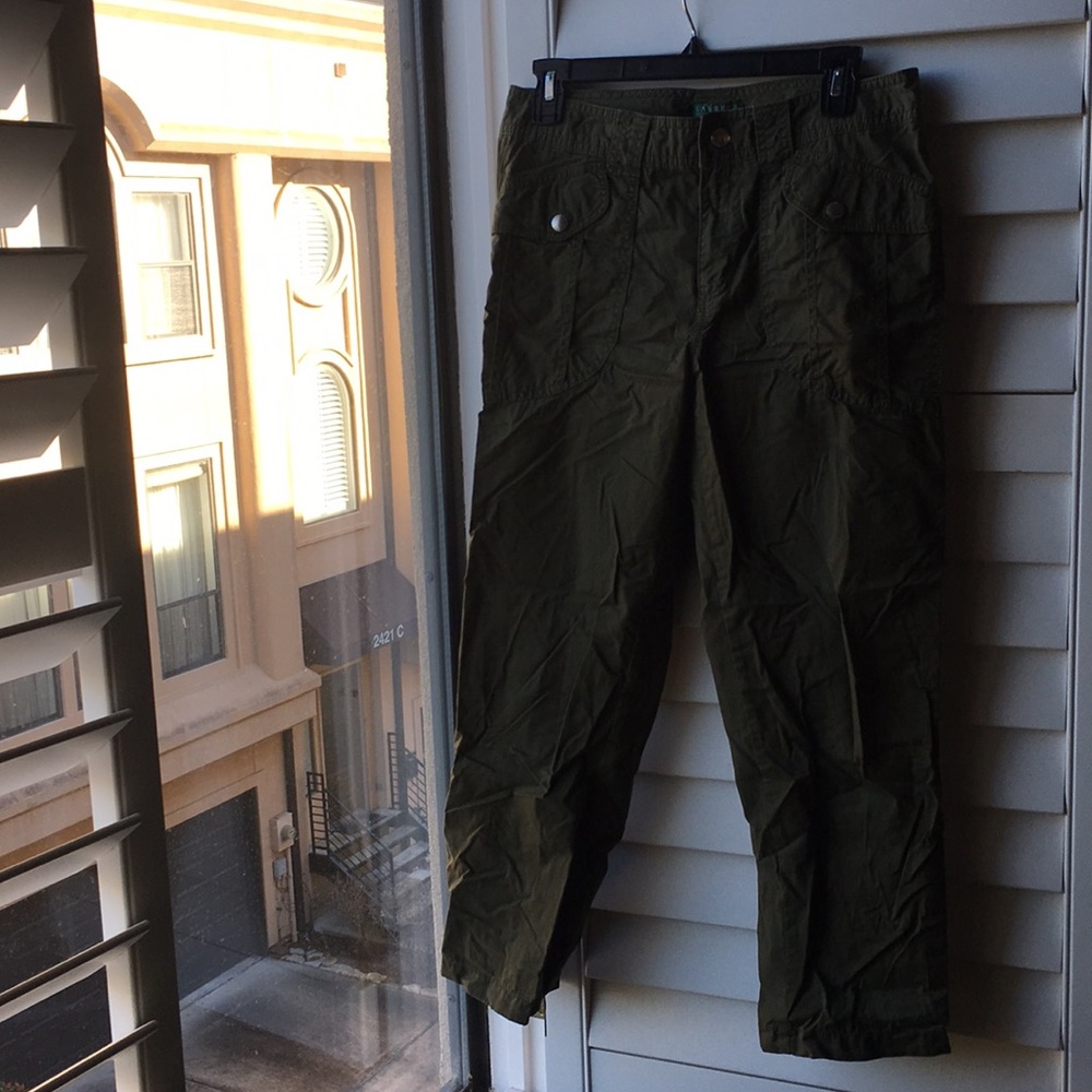 Army green cotton cargo pants